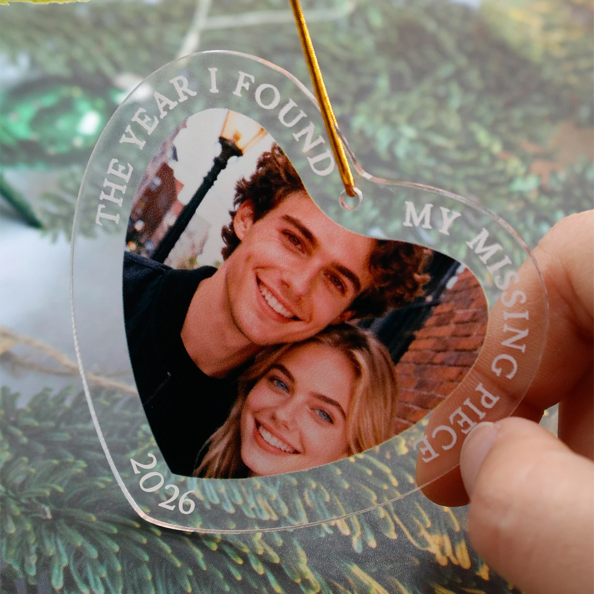 Custom Couple Photo Acrylic Ornament, Customized Picture Ornament, 