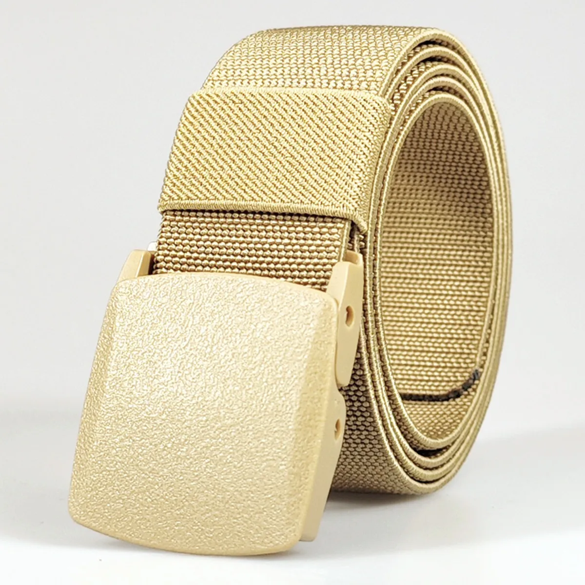 Herren- und Damengürtel, Lochloser Nylon-Gürtel, Gürtel mit Kunststoffschnalle, Militär-Nylon-Mischgürtel, Elastisch – Detail 3