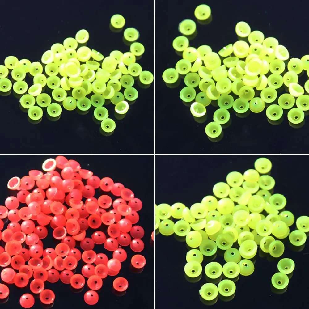 100pcs 3.0/3.5/4.0/5.0mm Luminous Half Round Stopper Beads Fishing for Sea Fishing Floating Tackle Accessories Tools