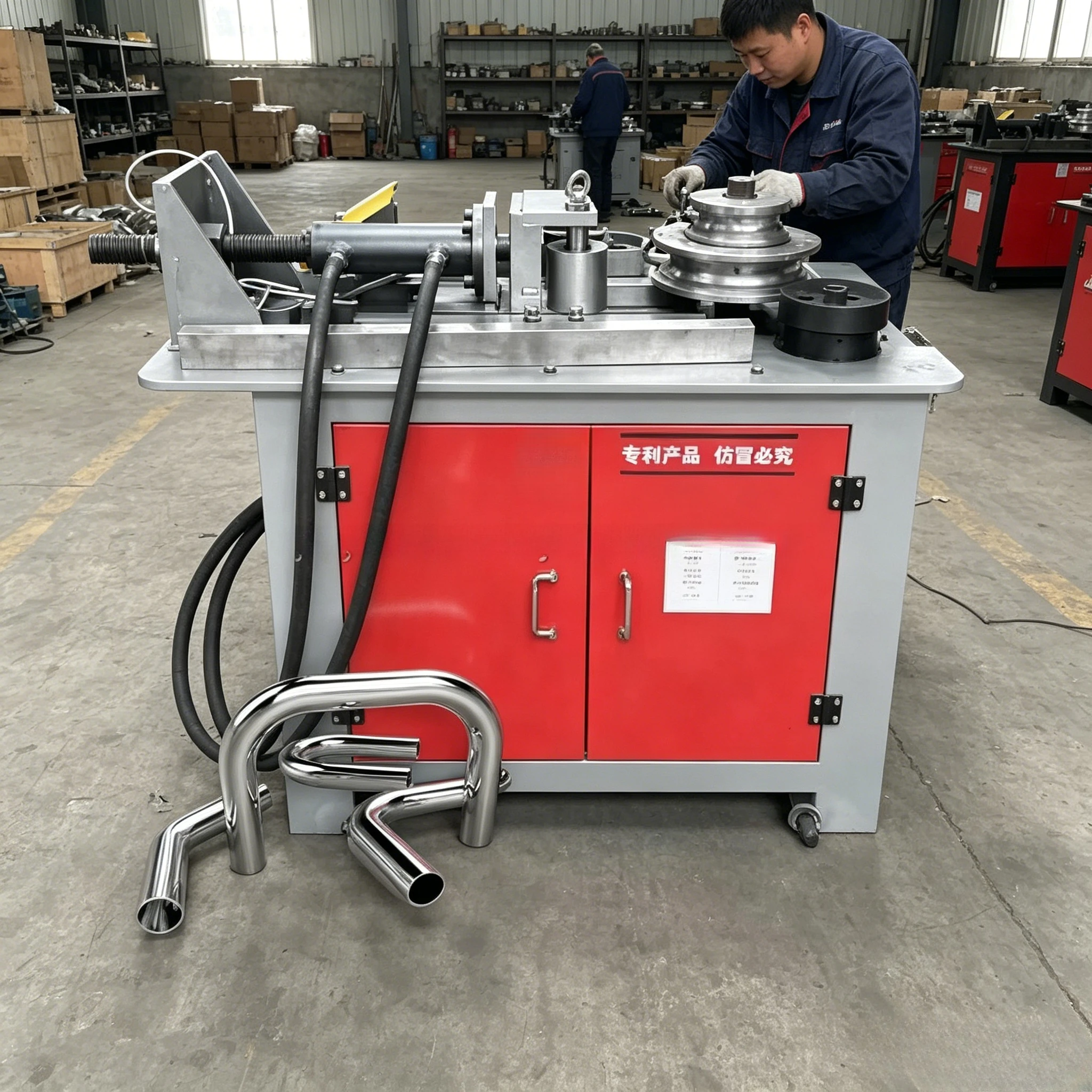 Hydraulic Pipe Bender 12 Ton 3 Inch Manual Tube Bender with 7 Dies for Steel Tube Handrail Exhaust Pipe Fabrication