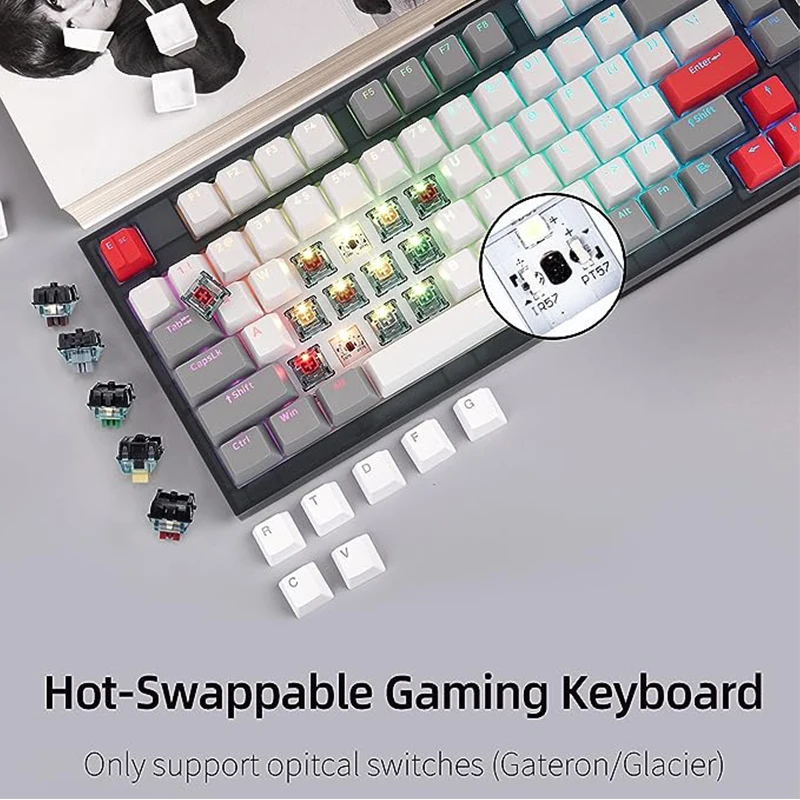 Imagem -05 - Teclado Skyloong Gk75 Tkl Teclado para Jogos Programável de Baixa Latência Retroiluminação Rgb de 75 Usb-c com Fio Hot-swap com Botão Interruptor Óptico Teclado Mecânico Pbt Teclas de Disparo Duplo