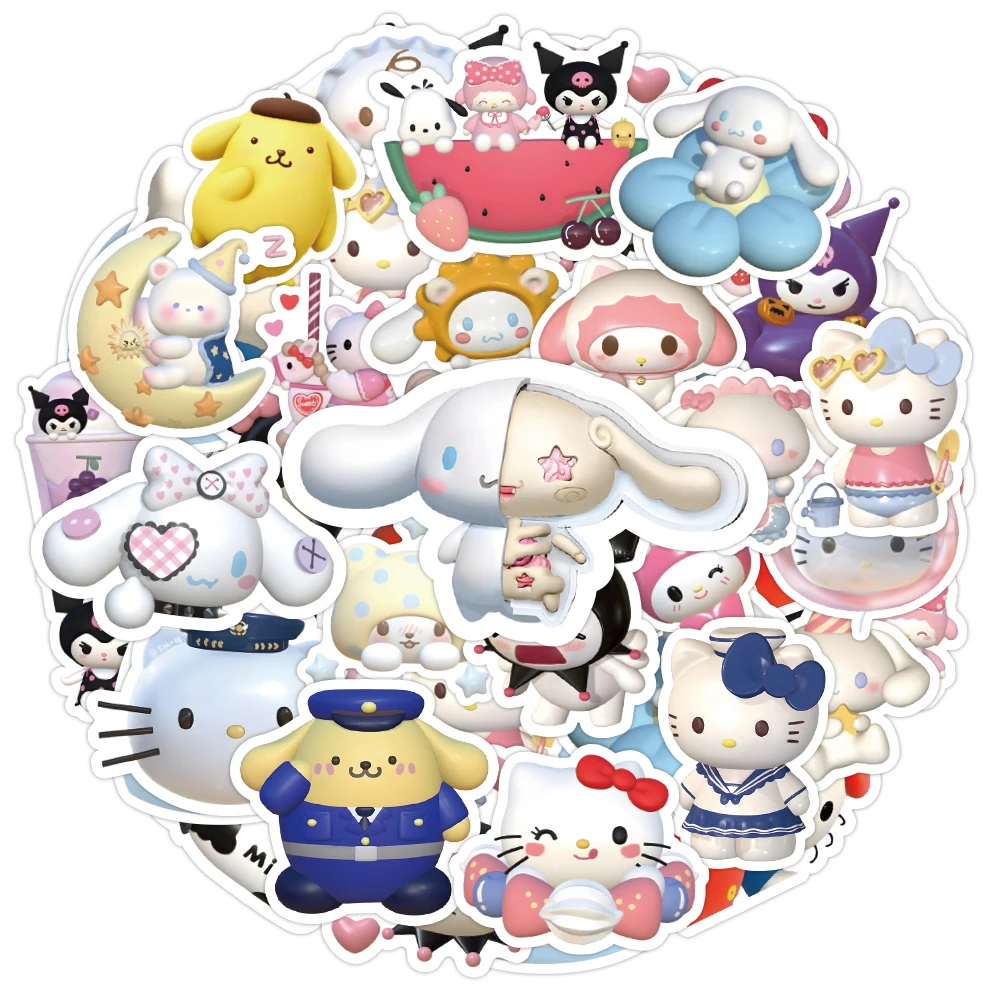 10/30/60/120pcs Kawaii Kuromi My Melody Hello Kitty Stickers for Kids Girls DIY Laptop Phone Cute Cartoon Sanrio Sticker Decals