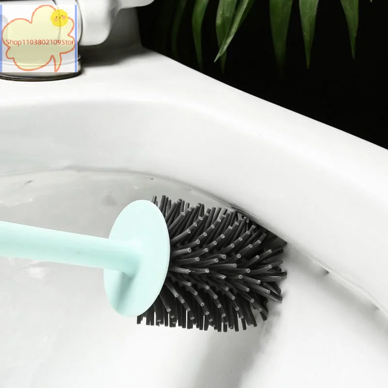 【HT】Silicone Toilet Brush , Soft Bristle Bathroom Cleaning Brush, Wall Mounted Quick Drying No Water Accumulation Toilet Cleaner