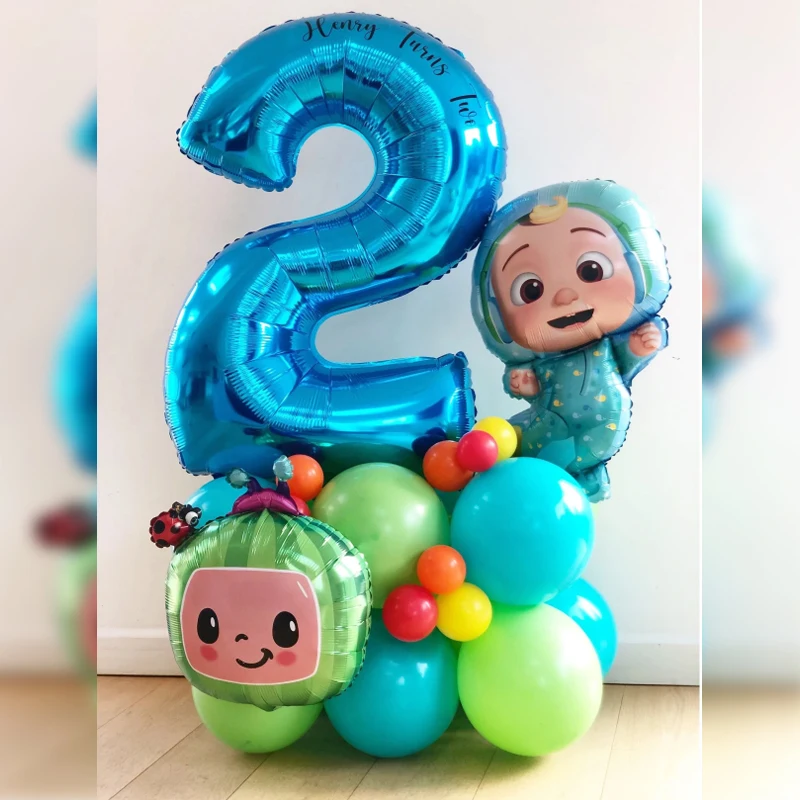 24pcs Cartoon COCO&MELONED Watermeloned Theme Birthday Party Decoration 40inch Number Balloon Baby Shower Children's Toy Gift