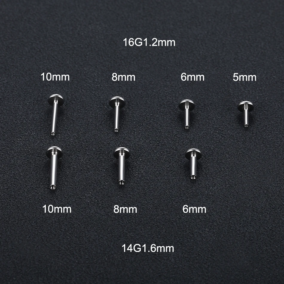 10pcs/lot G23 Titanium Base For Labret Lip Piercing Ring Earring Stud 14G 16G Internally Threaded Base Lip Piercing Body Jewelry