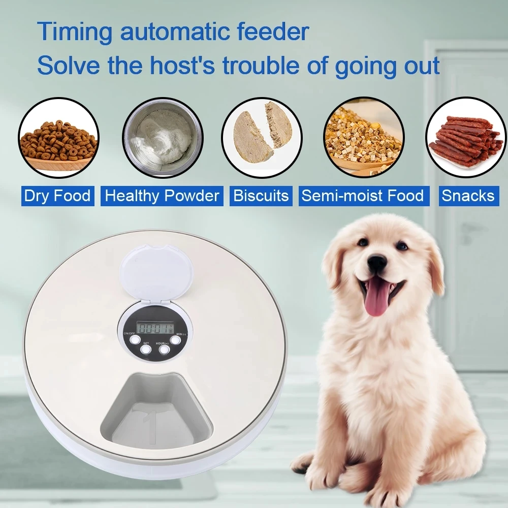 6 Meals 6 Grids Cats And Dogs With Voice Recorder Pet Automatic Feeder Circular Timing Feeder Electric Wet And Dry Food