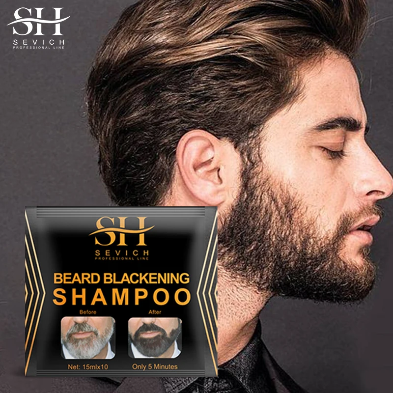 1/10PCS Natural Hair Dye Black Beard Shampoo Plant-Based Natural Long Lasting Permanent Beard Color Shampoo Men's Fashion Tool view 3