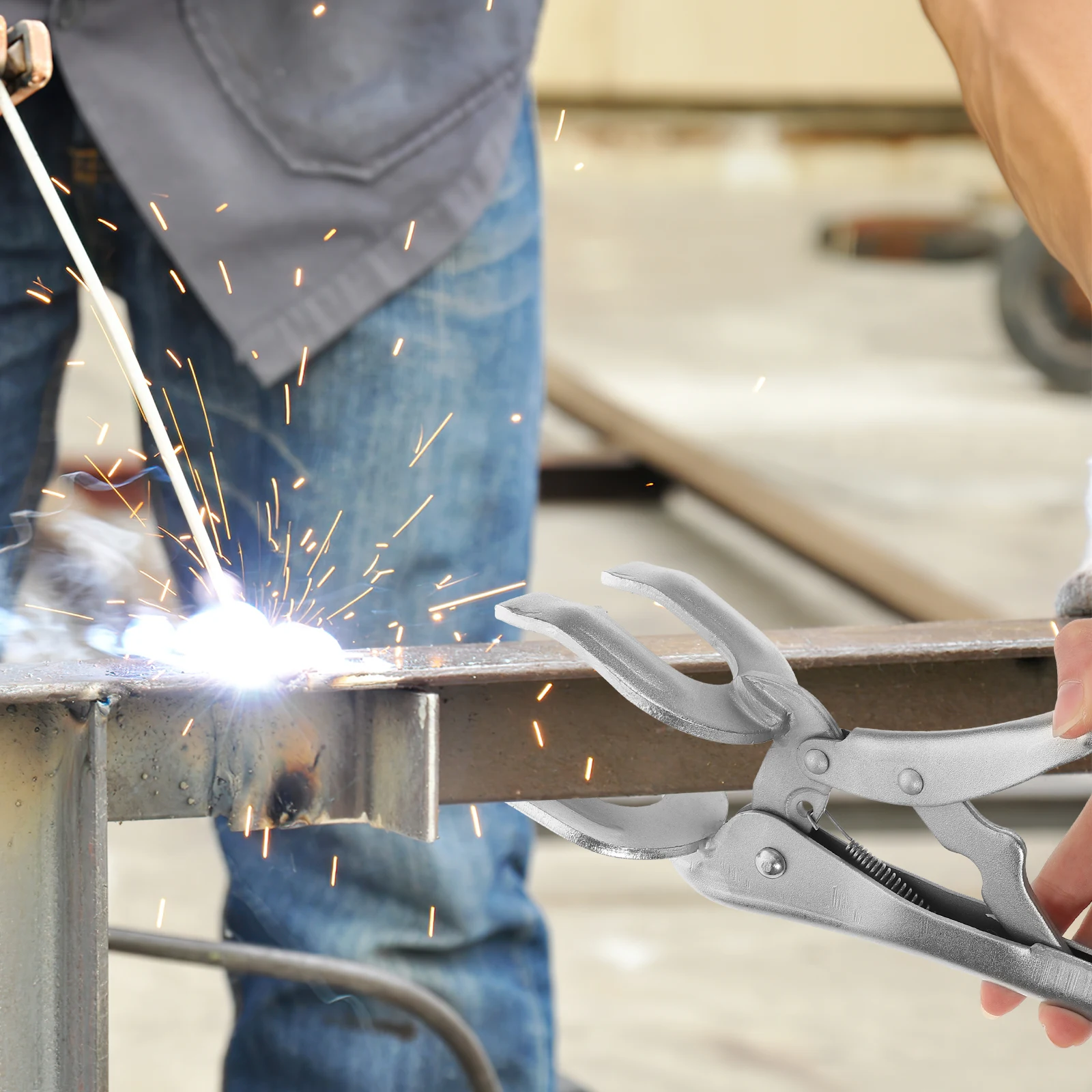 

U shaped Welding Pliers Heavy Duty Adjustable Locking Clamp Riveting Steel Holding High Grade Steel Plate Surface Plated Heat