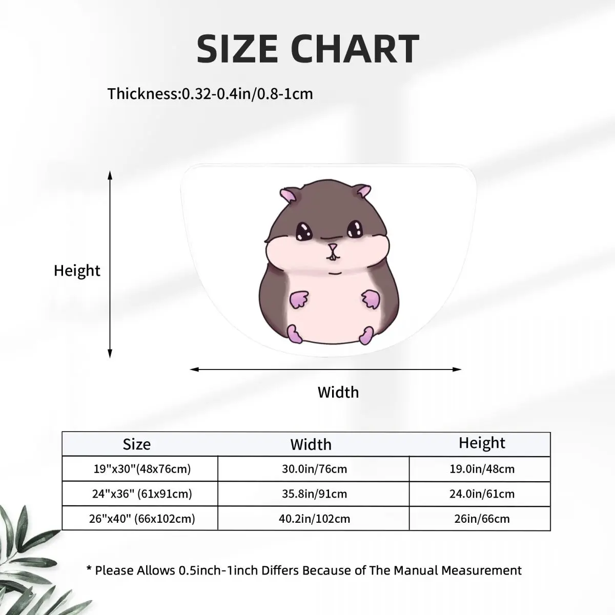 Cute Hamster Soft Flannel Half Round Doormat Non Slip Bathroom Mat Absorbent Floor Carpet for Living Room