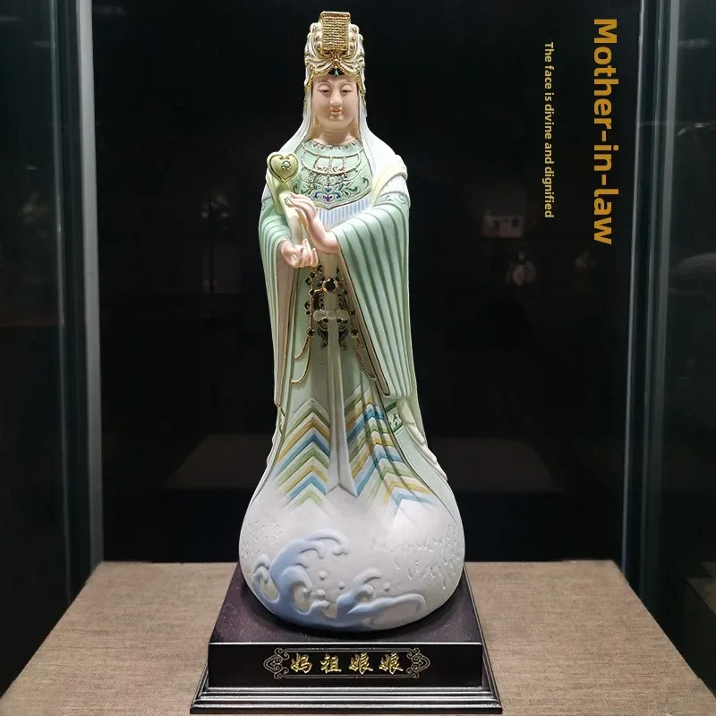 

Ceramic statue of Mazu, the Virgin in the sky, the Empress of Meizhou Island Sea God, home offering ornaments to ensure safety