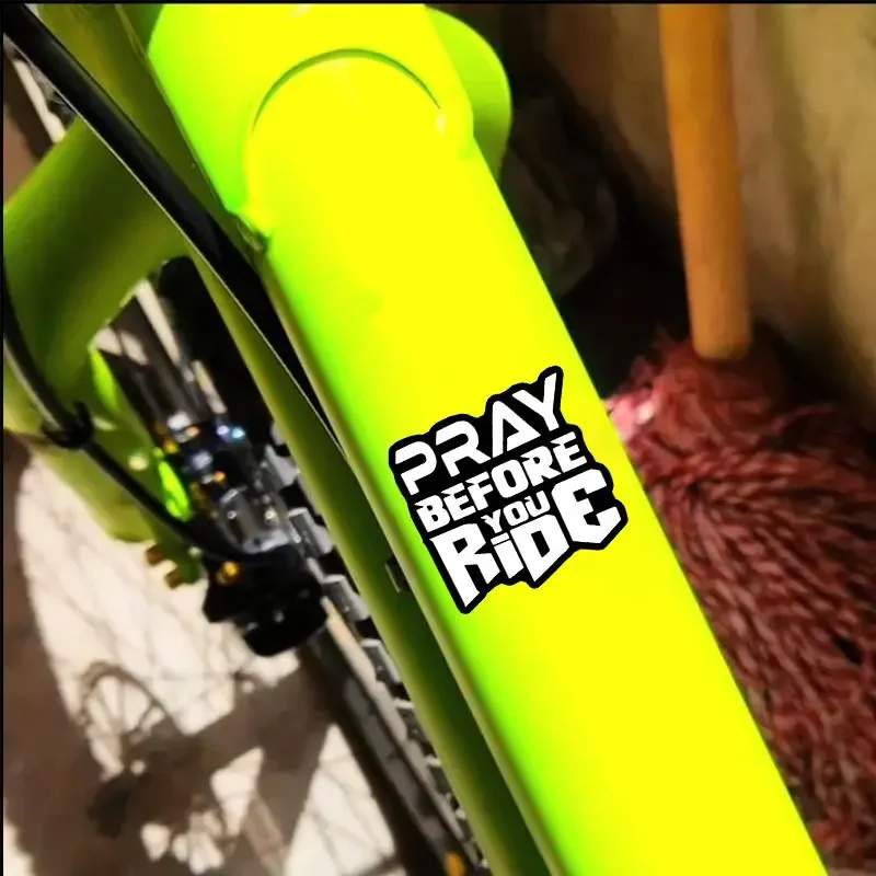 1PC "Trendy Moto Sticker, 'Pray Before You Ride'-Themed Auto Decal, Cool Sticker for Customization, Standout Car Style Item"