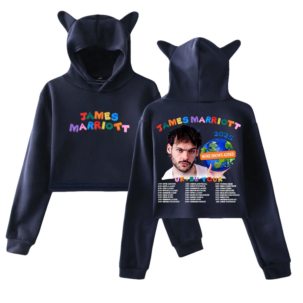 GF جيمس ماريوت جولة المملكة المتحدة وأوروبا 2025 هوديي أنثى آذان القط مقنعين البلوز كم طويل المحاصيل الأعلى الملابس النسائية #4