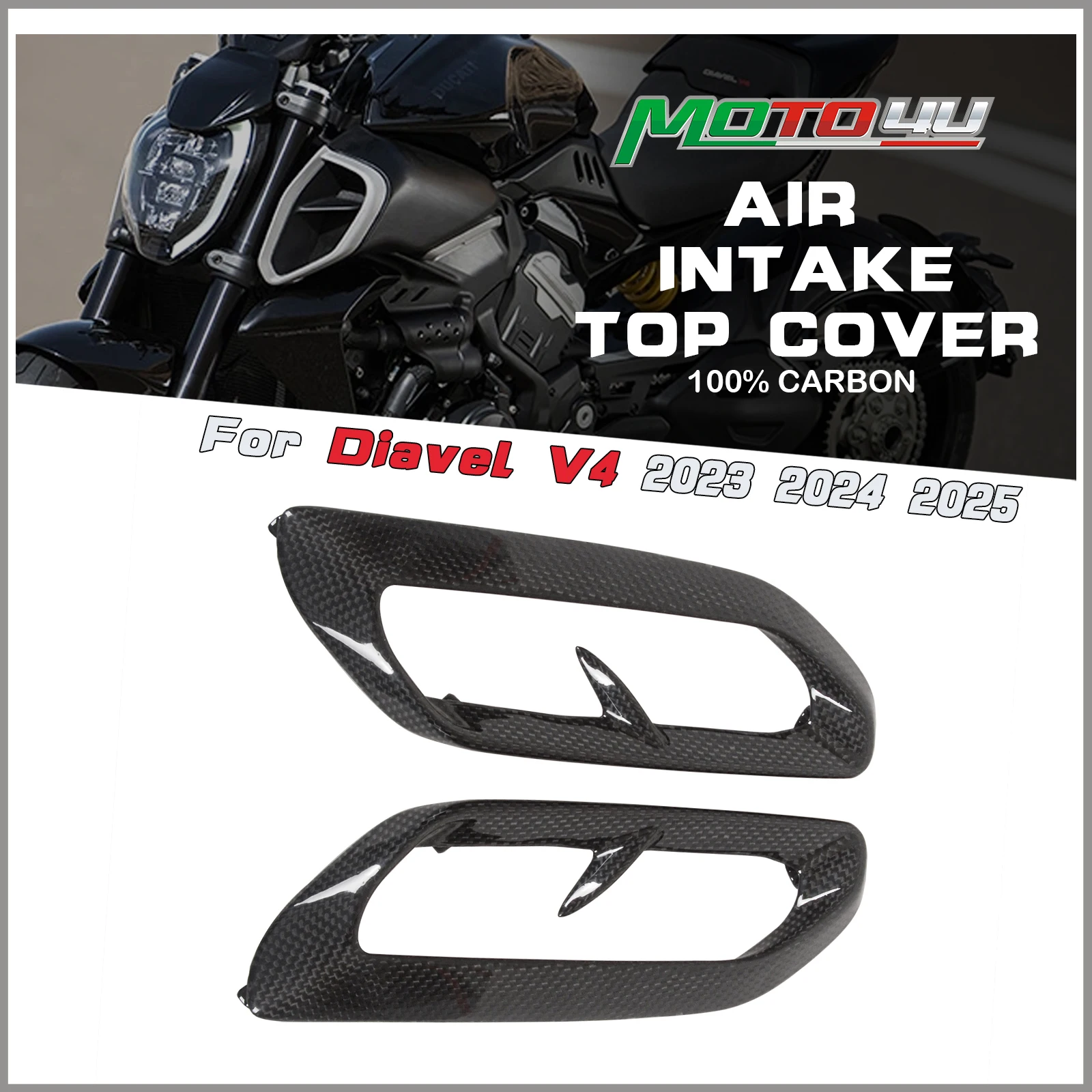 

For Ducati Diavel V4 DiavelV4 2023+ Carbon Fiber Motorcycle Air Intake Top Cover Side Panels Spoiler Guard Front Fairing Kits