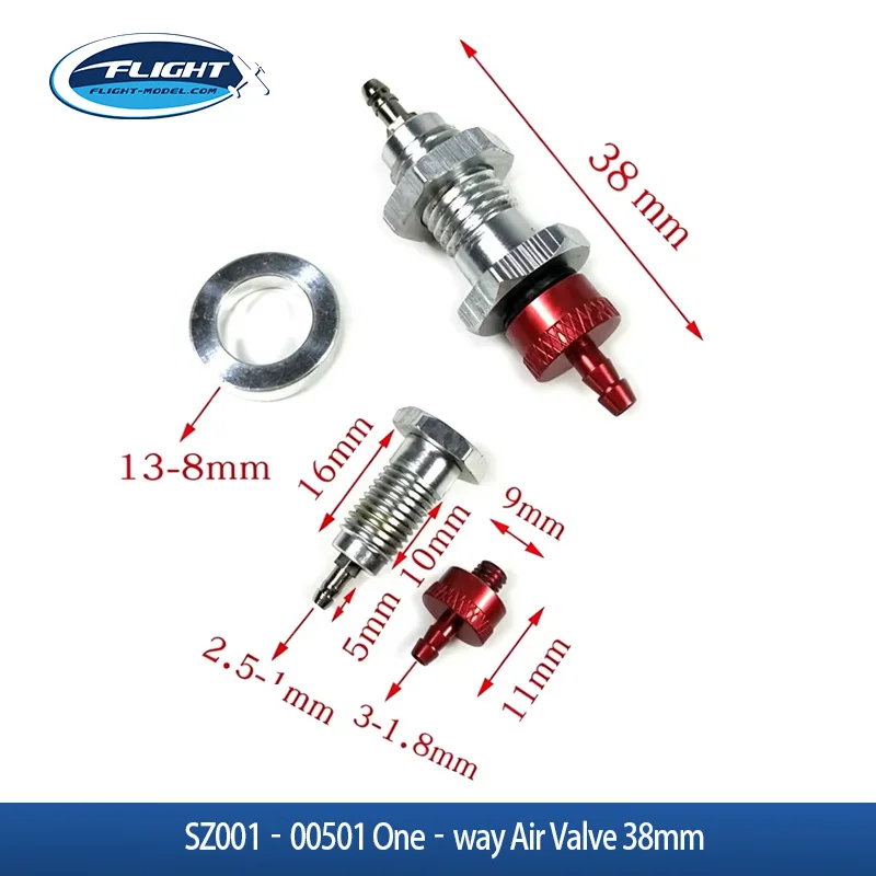FLT SZ001‑00501 One‑way Air Valve 38mm Metal Pressure Relief Valve RC Fuel Tank Fitting Spare Part