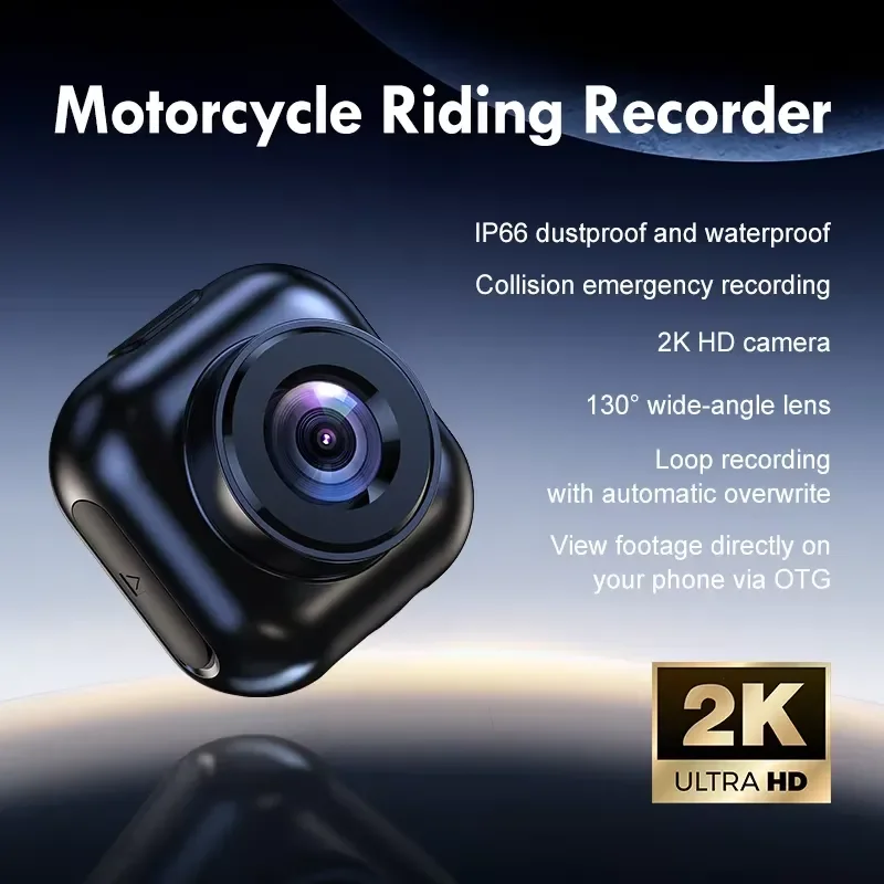 BOLRZO L5 motorcycle driving recorder 2K high definition camera IP66 dustproof and waterproof 130 ° wide angle lens collision