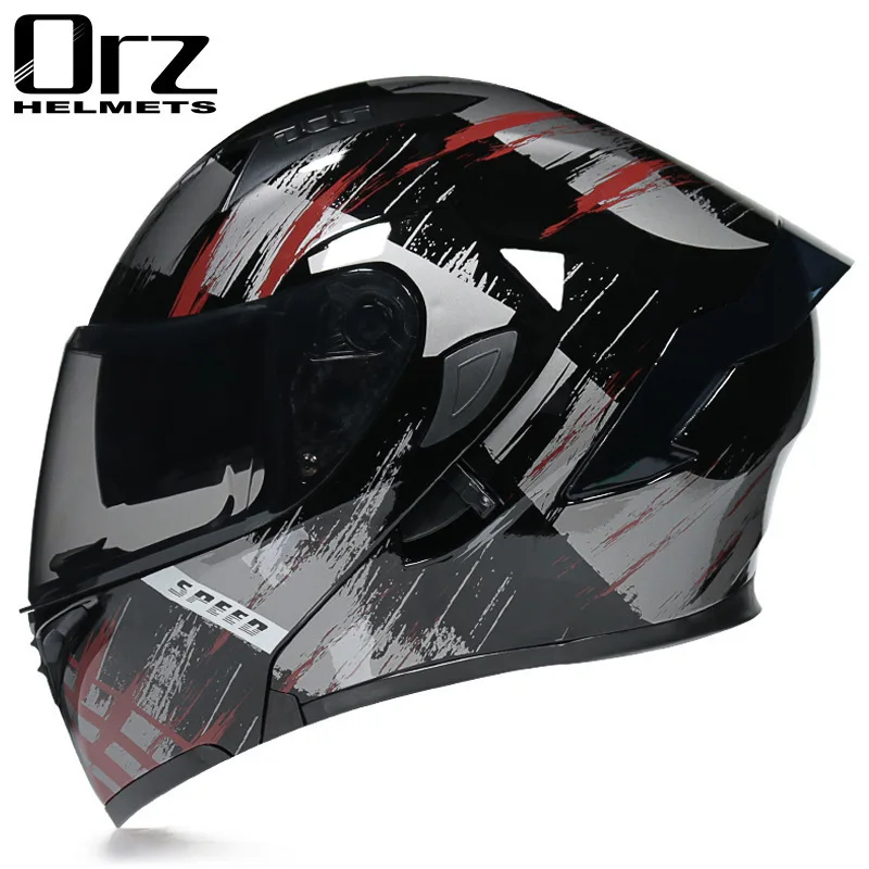 Double Sun Visor DOT Approved Helmets Crash Motorbike Protective Gear MenMotorcycle Women Helmet  Orz Flip Up image 4