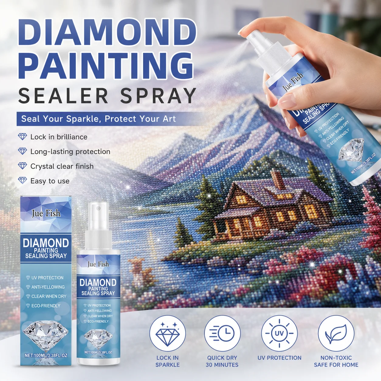 Diamond Painting Sealer Spray Quick Dry Glue Anti Yellowing DIY Diamond Painting Anti Drop Protect Agent for Diamond Art Crafts