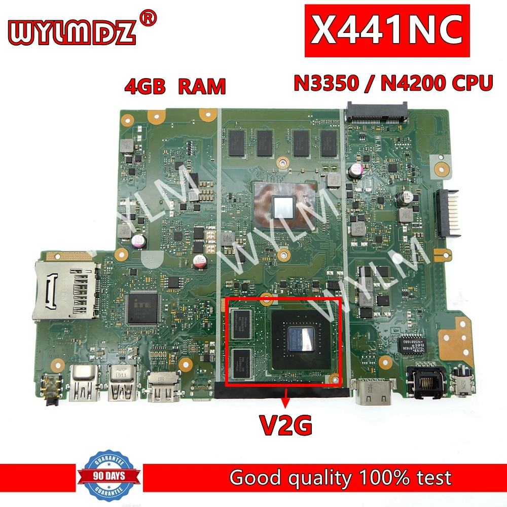 X441NC Laptop Motherboard For Asus X441N X441NA X441NC F441N Notebook Mainboard With N3350/N3450/N4200 CPU 4GB RAM  100% Test OK