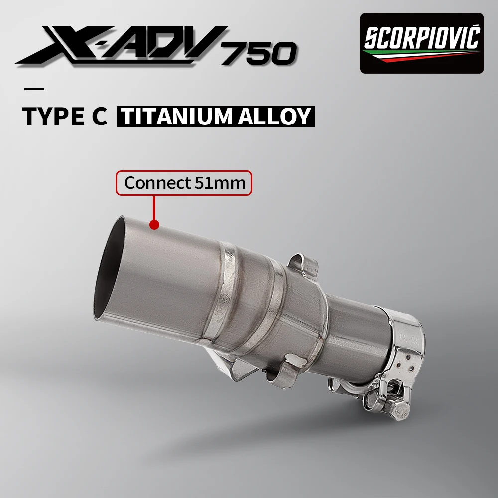

Slip On For X-ADV 750 X ADV750 XADV 750 2017 - 2024 Motorcross titanium Exhaust Middle Link Pipe Escape Motorcycle 51MM Muffler