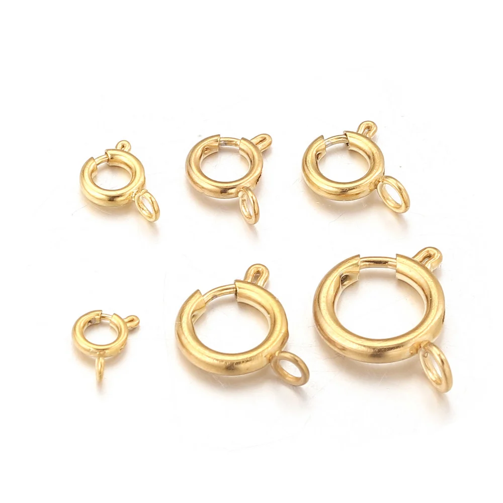 10 stücke Edelstahl 18K Gold Frühling Ring Verschluss Mit Open Jump Ring verbindung Zubehör Für Schmuck DIY Erkenntnisse komponenten