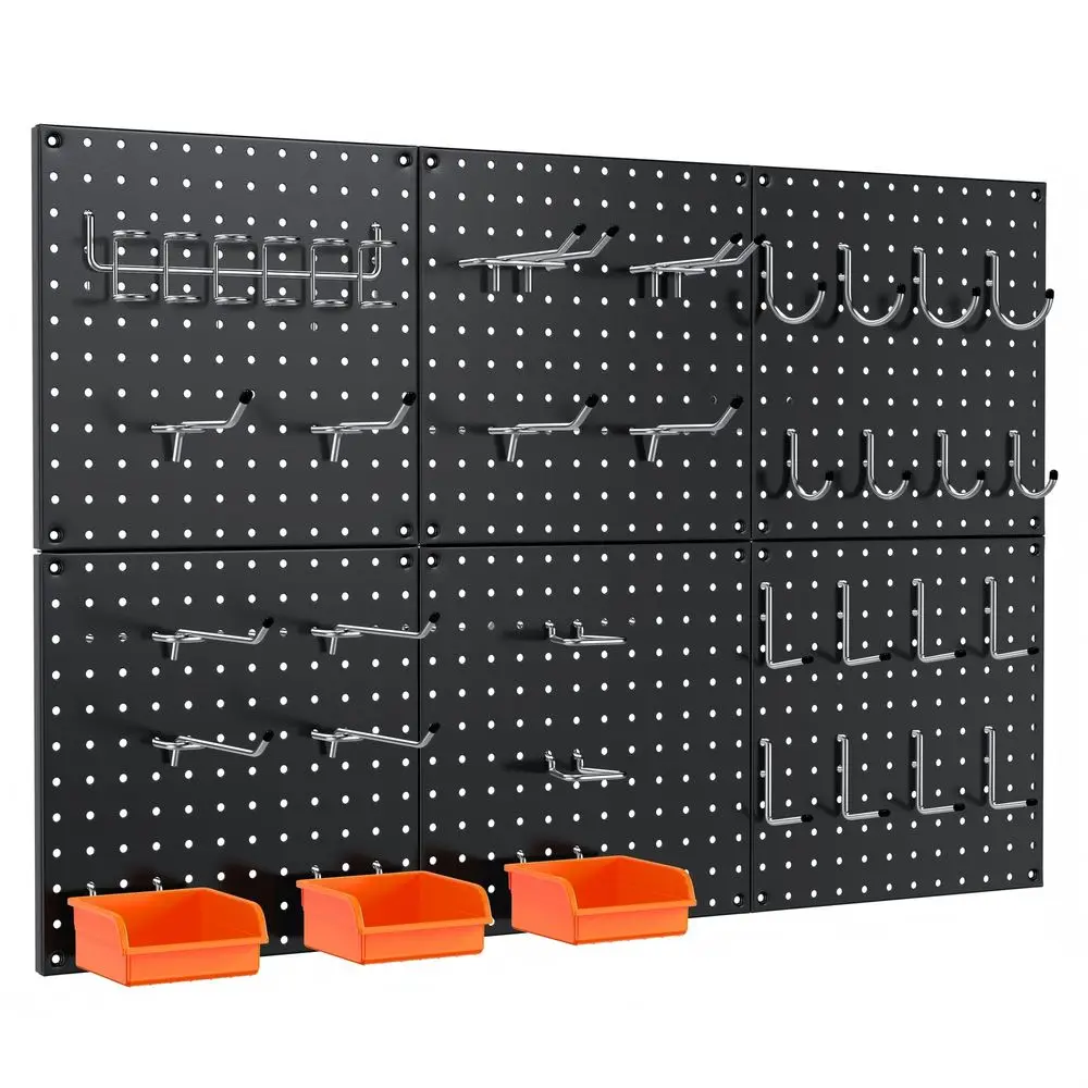 

Набор из 70 металлических панелей для перфорированной доски с крючками, 6 черных панелей, нагрузка до 22,7 кг на каждую, органайзер для стены