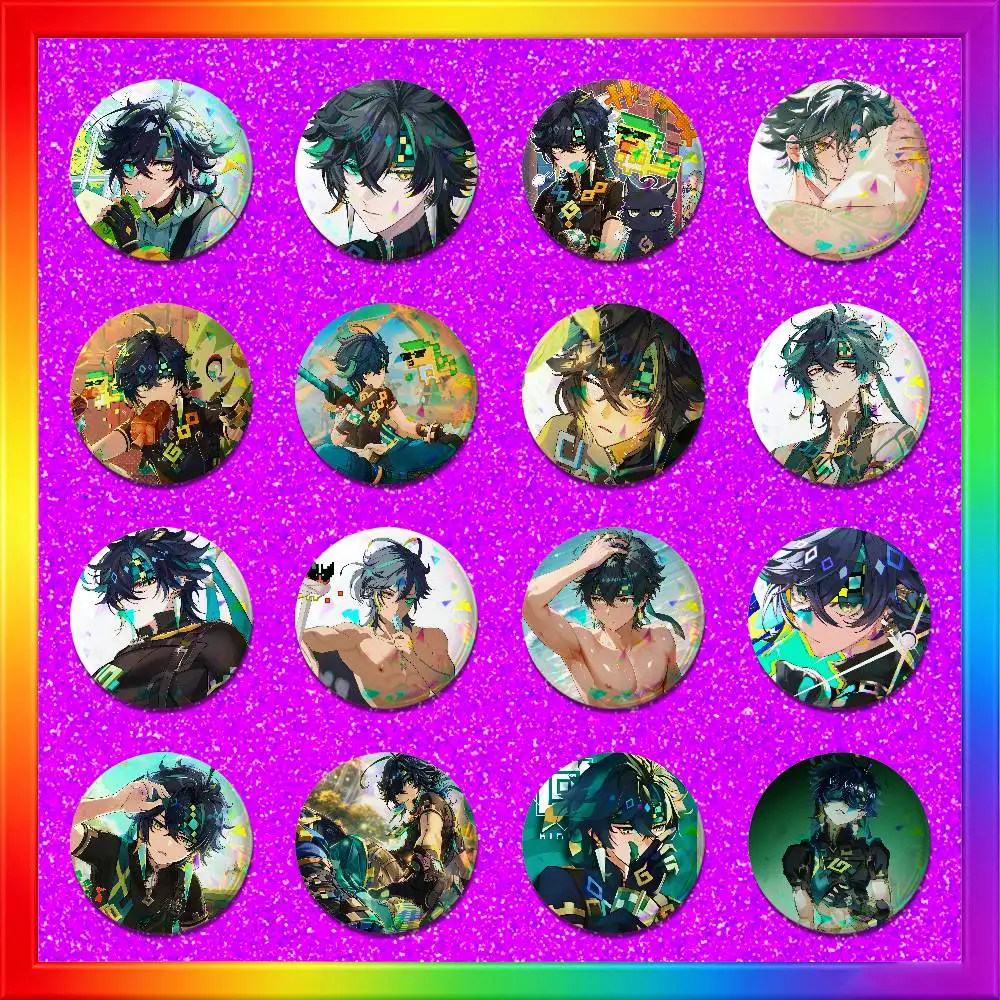For Genshin Impact Kinich Enamel Pin Badge Round Metal Button Brooch Backpack Ita Bag Pins Gift Custom