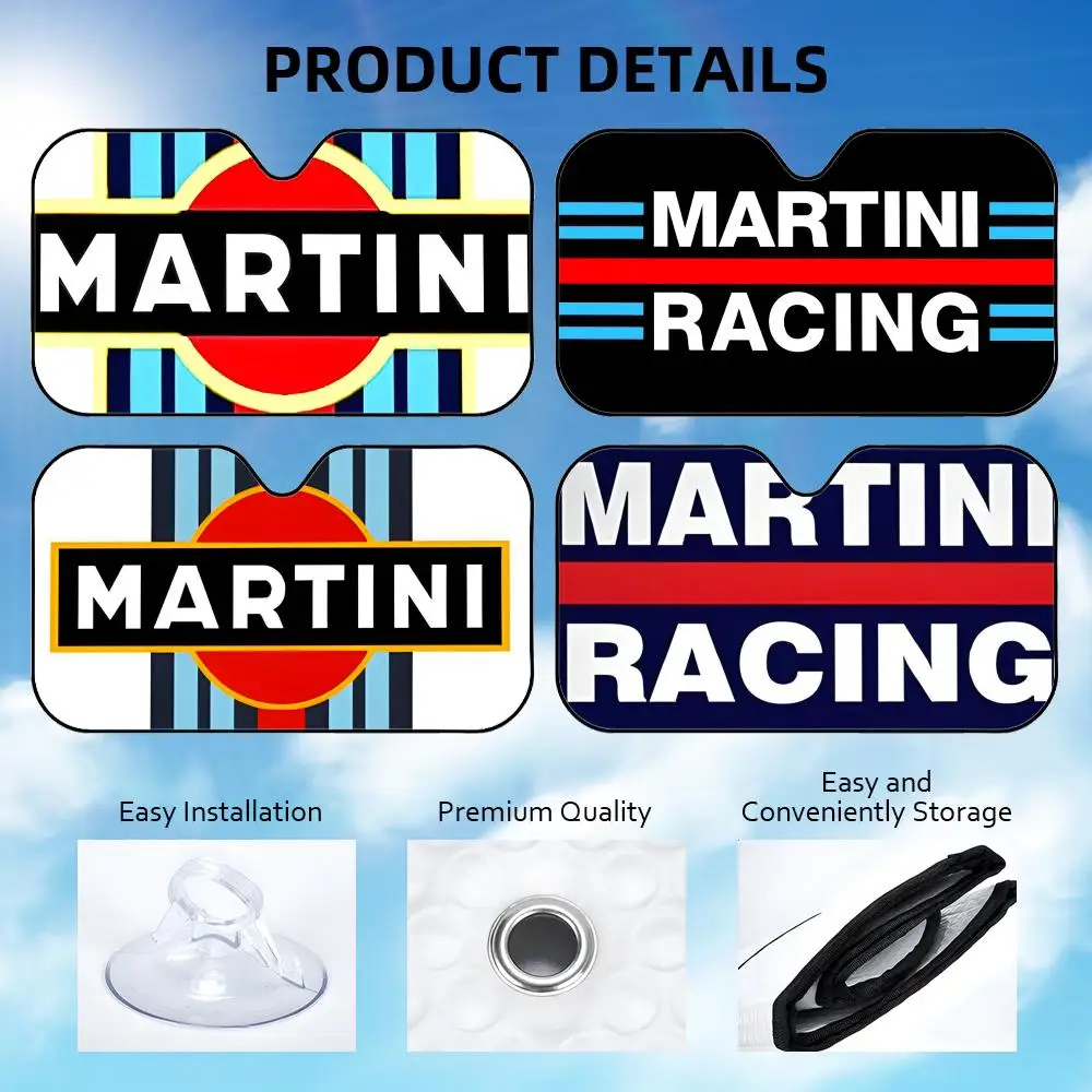 Fashion M-Martini Racing Sun Visor Foldable Aluminum Foil Car Windshield Sun Shade - UV Protection & Heat Insulation Visor