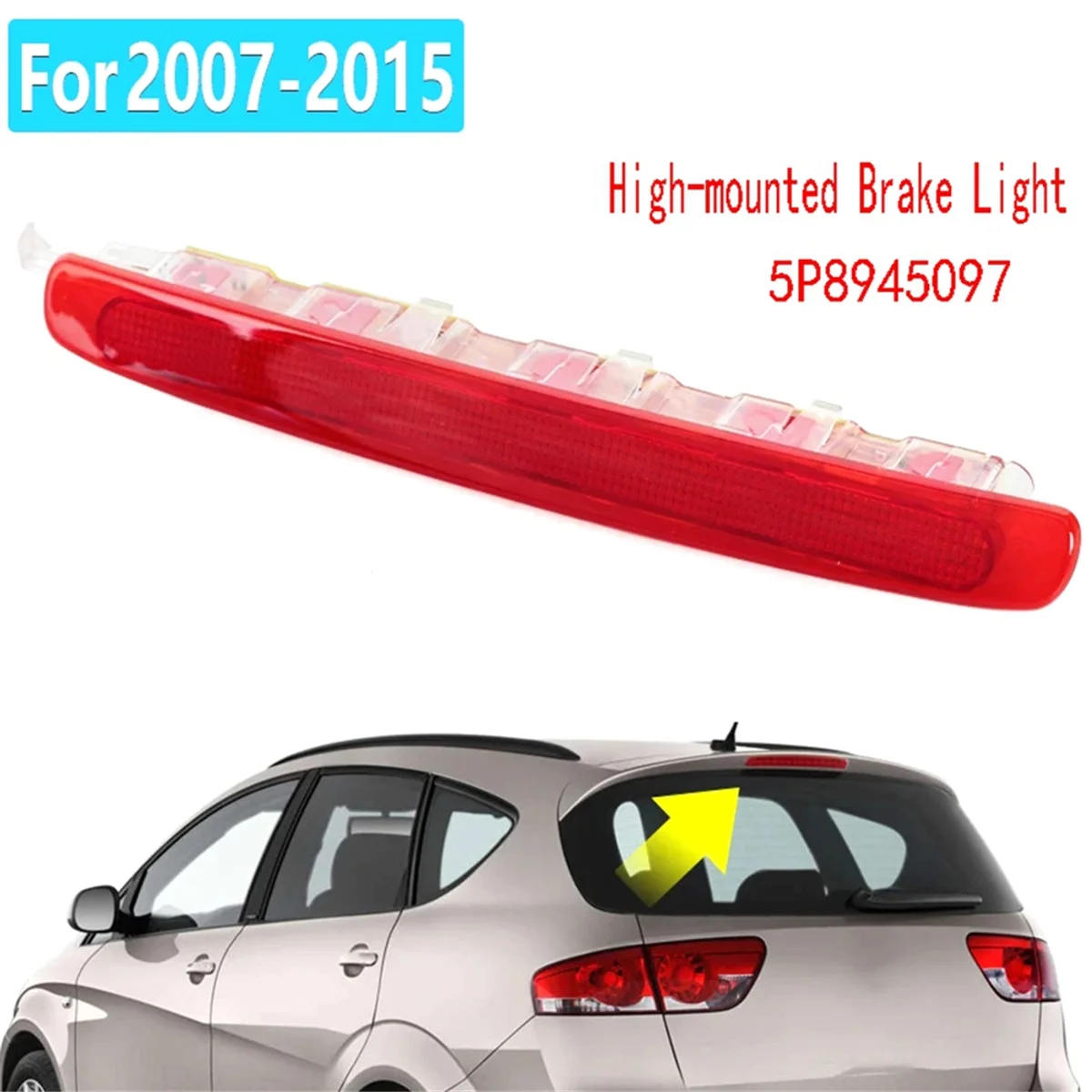 赤いハイマウントブレーキライト、alteaシート用リアブレーキライトalteaxl、typ 5p、alteaフリートラック、タイプ5p、2006-2015、5p8945097