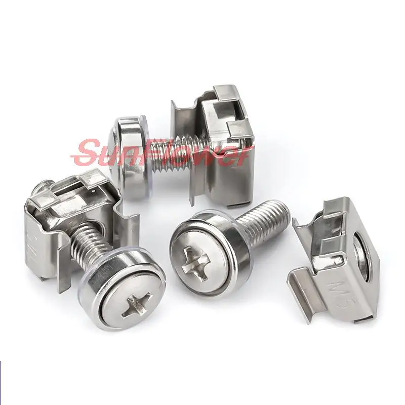 

High Quality 10PCS M4 M5 M6 M8 304 Stainless Steel Rack Mount Cage Nuts Screws and Washers for Rack Mount Server Cabinet