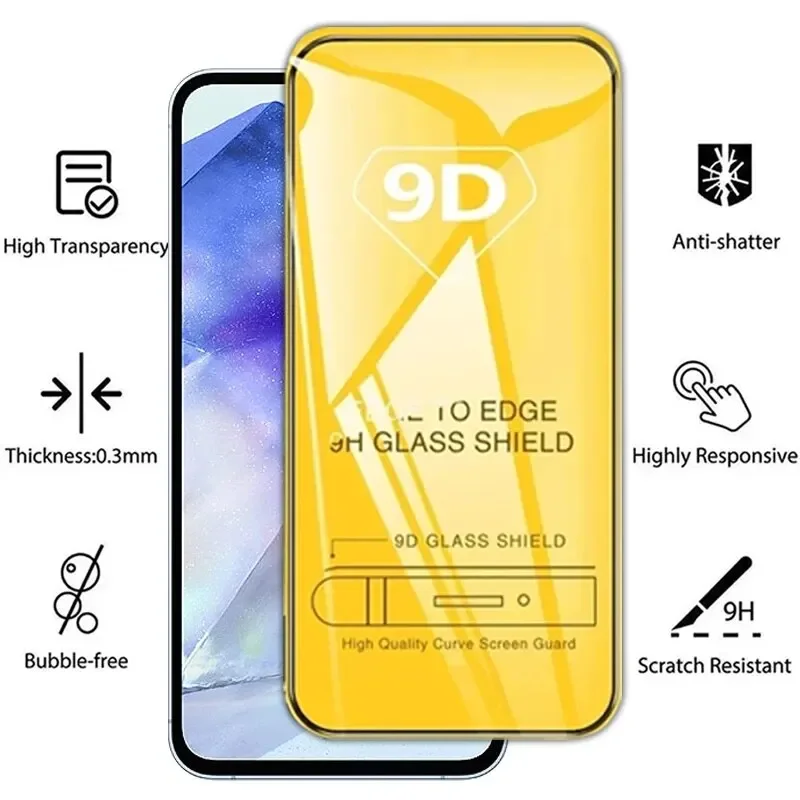 5Pcs 9D Screen Protector dla Samsung A55 A15 A54 A34 A13 A14 A53 A52 A12 A33 A52S A32 A35 A71 A51 A22 S10E S20FE Tempered Glass