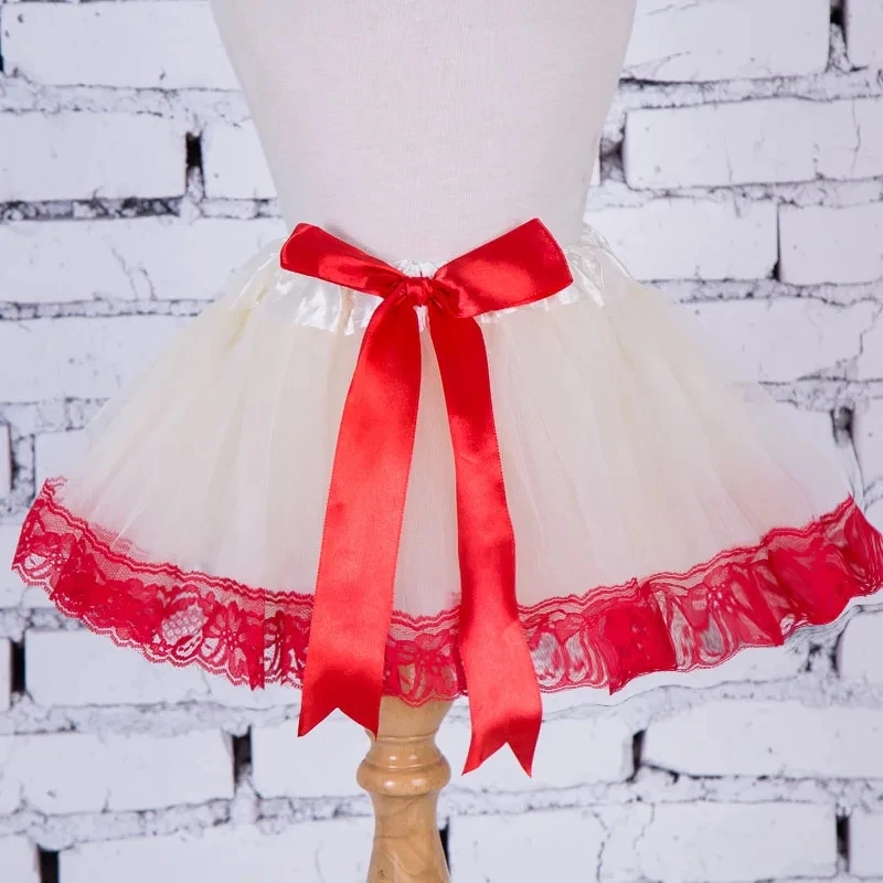 2024 Tutu Skirt Christmas Lovely Cloth Style Summer Fashion Lace Ribbon Mini Princess Skirts Children Toddler Baby Girl Clothes