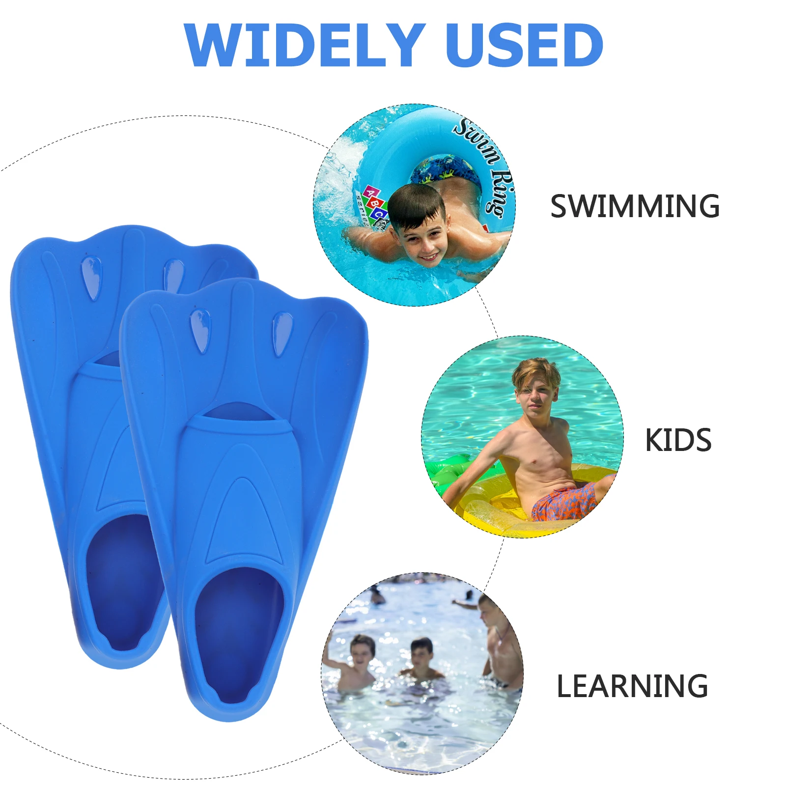 

Fins for Swimming Kids Training Adjustable Short Silica Gel Diving Flippers Child