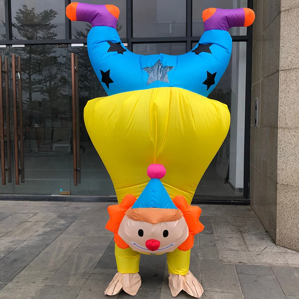 ตลก Handstand Clown เครื่องแต่งกายผู้ใหญ่ Blow up ชุด Upside Down Clown Carnival แฟนซีชุดของขวัญสําหรับเทศกาล Party Perfo