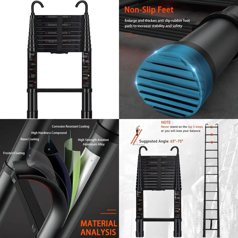 

Алюминиевая телескопическая лестница 9,5 футов — складные удлинительные лестницы для дома, лофта, крыши, чердака и автофургона.