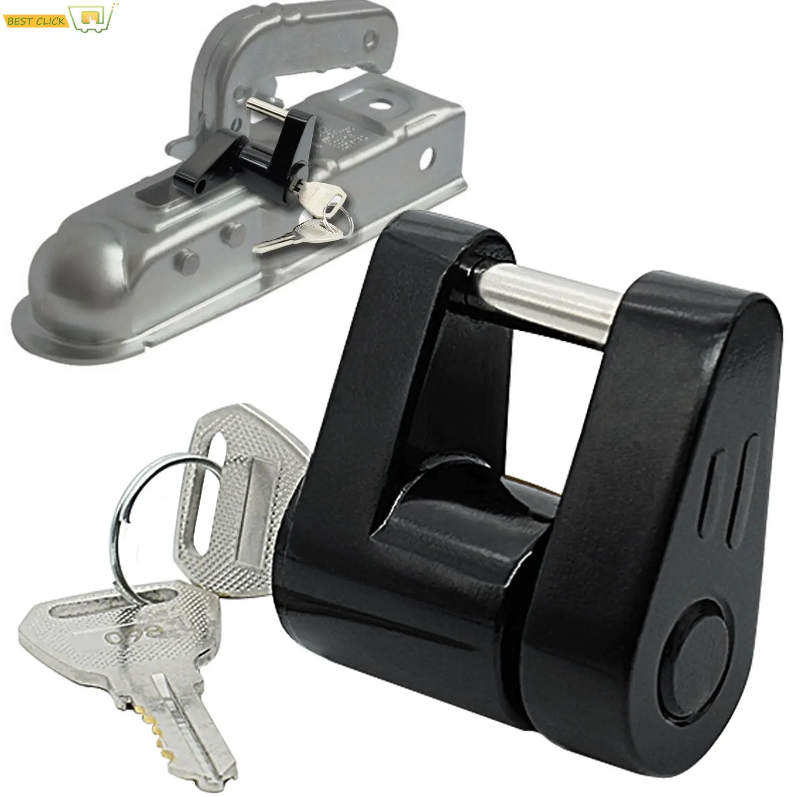 Durable Trailer Hitch Coupler Heavy-Duty Padlock Hook Lock Rust-resistance Anti-theft Tongue Locks Hitch Security Protector