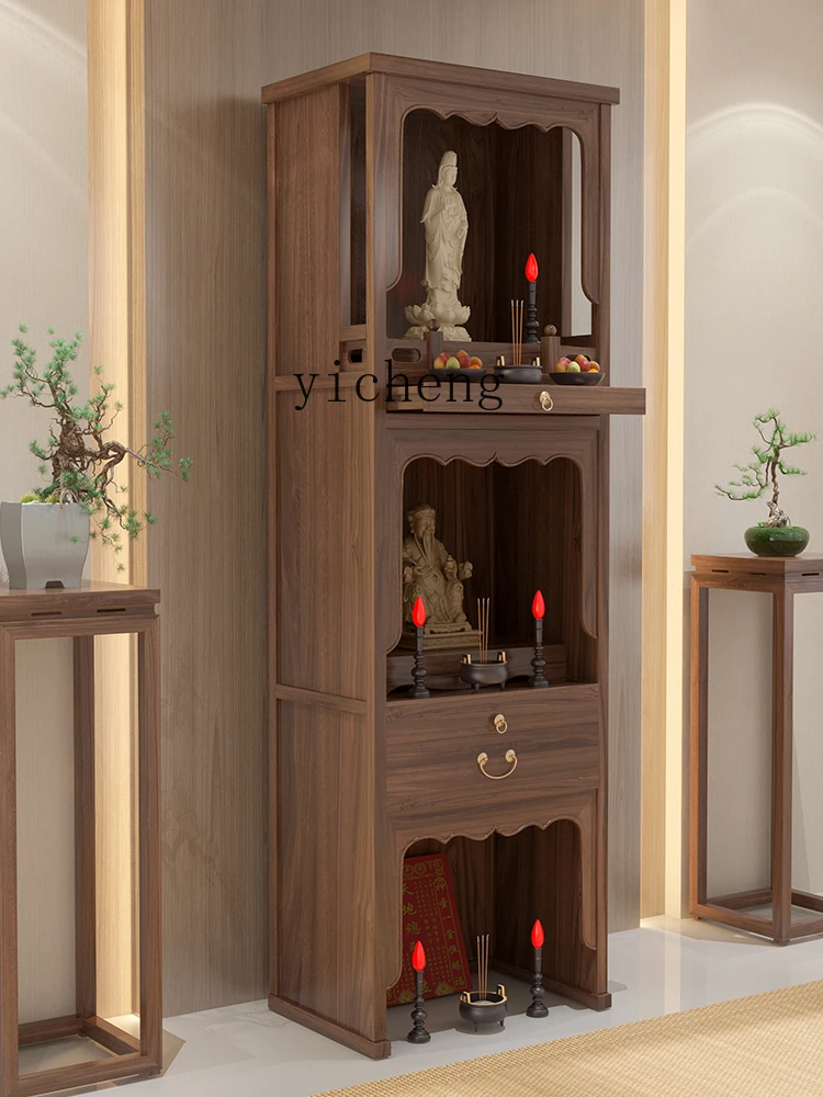 ZF solid wood three-layer shrine cabinet, Buddhist niche stand cabinet, offering table, household Bodhisattva offering cabinet