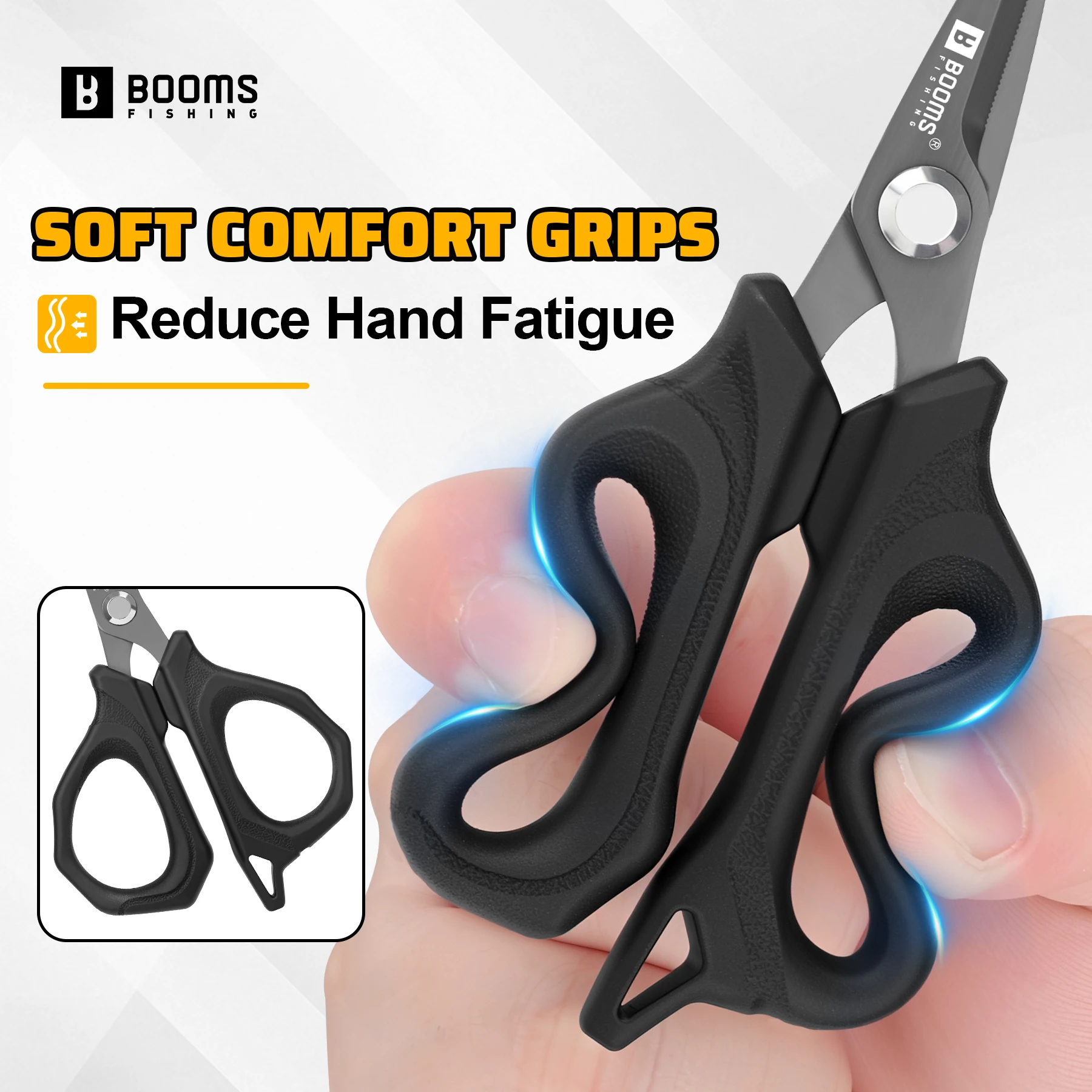 Booms Fishing S07 Stainless Steel 11cm Fishing Braid Line Cut Scissors Serrated Blades Line Cutter Fishing Tackle Box Accessorie