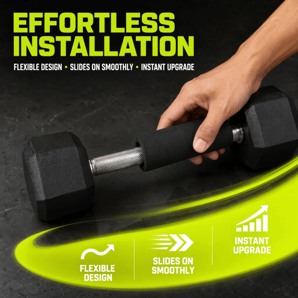 10pcs Rubber Handle Grip Covers Black Comfortable Handle Sleeves Textured Seamless Protective Cover Fitness Equipment