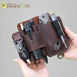 Leather Multitool Sheath, EDCs Pocket Organizer Sheath Daily Use EDC Flashlight Key Pen Holster Multitool Pouch Gifts for Men