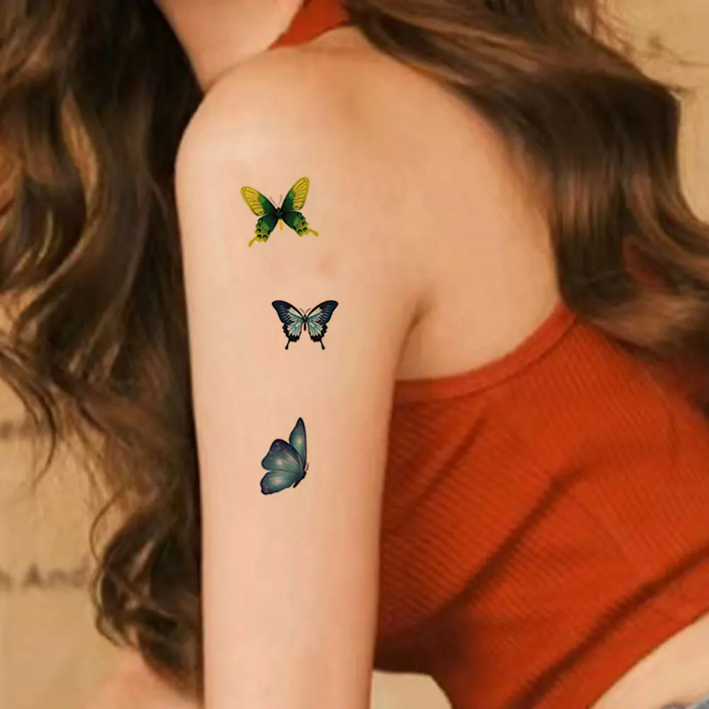 12 Sheets/Pack Different Styles of Monster Butterfly Pattern Temporary Tattoo Mermaid Tattoo Stickers Birthday Party Body Decor