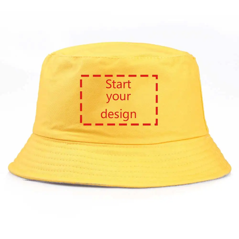 Custom Bucket Hats Bulk Logo Blank Cotton Cap Foldable Wide Brim Promotional Gifts for Business