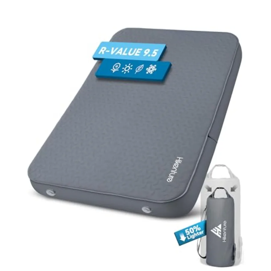 

Надувной самонадувающийся коврик для сна толщиной 4 дюйма, пенополиуретановый и воздушный матрас для кемпинга, теплоизоляционный коврик с R-значением 9.5, портативный, всесезонный, для кемпинга