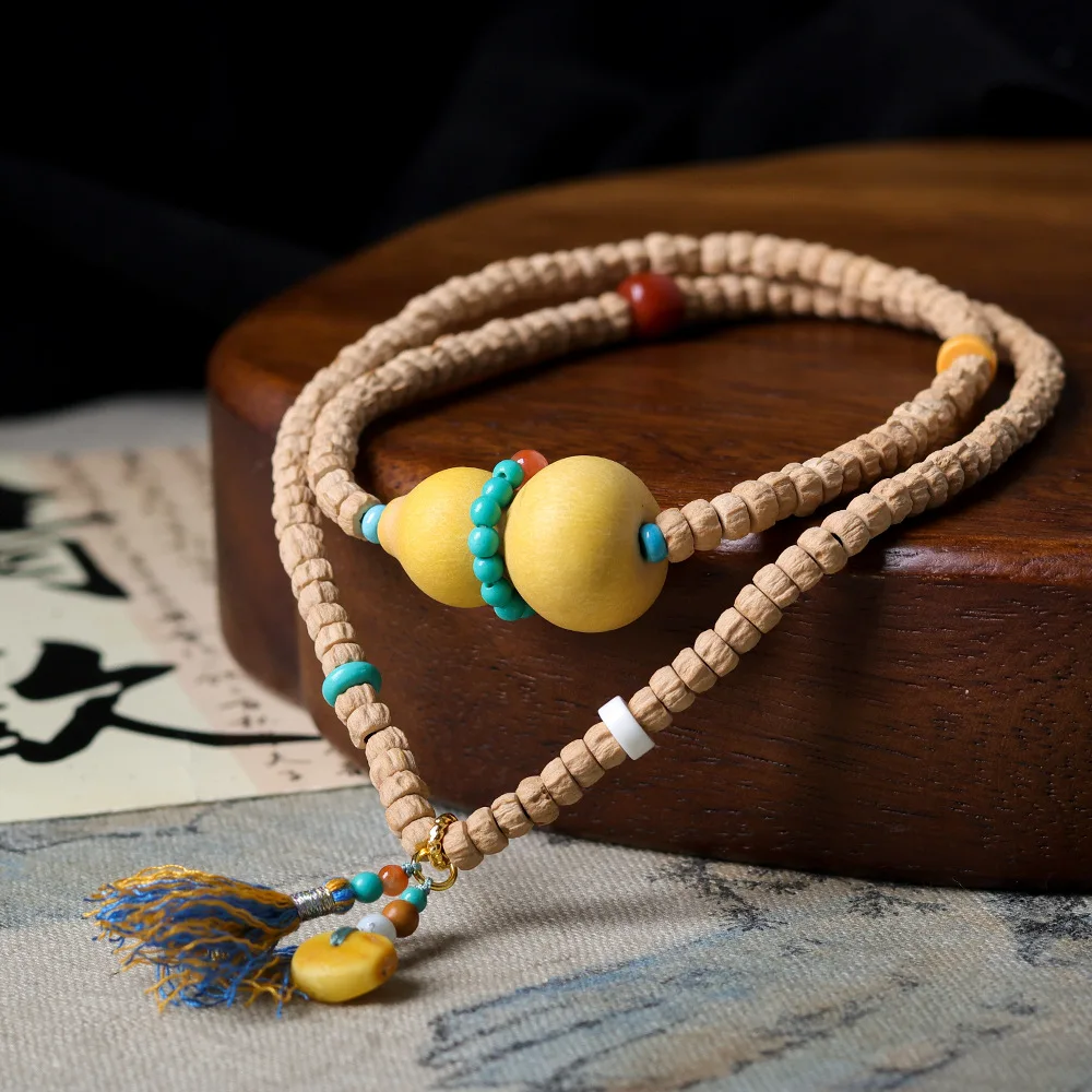 

Браслет из бусин с семенами пассионарии, многокольцевой, из выращенной тыквы, с пчелиным воском, в новом китайском стиле