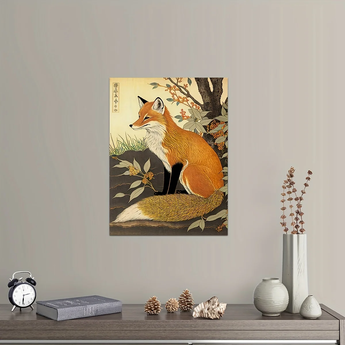 Fox Wall Poster,Japanese Art Style Canvas Painting Print Vintage Poster Wall Art Prints Picture Living Room Home Decor No Frame