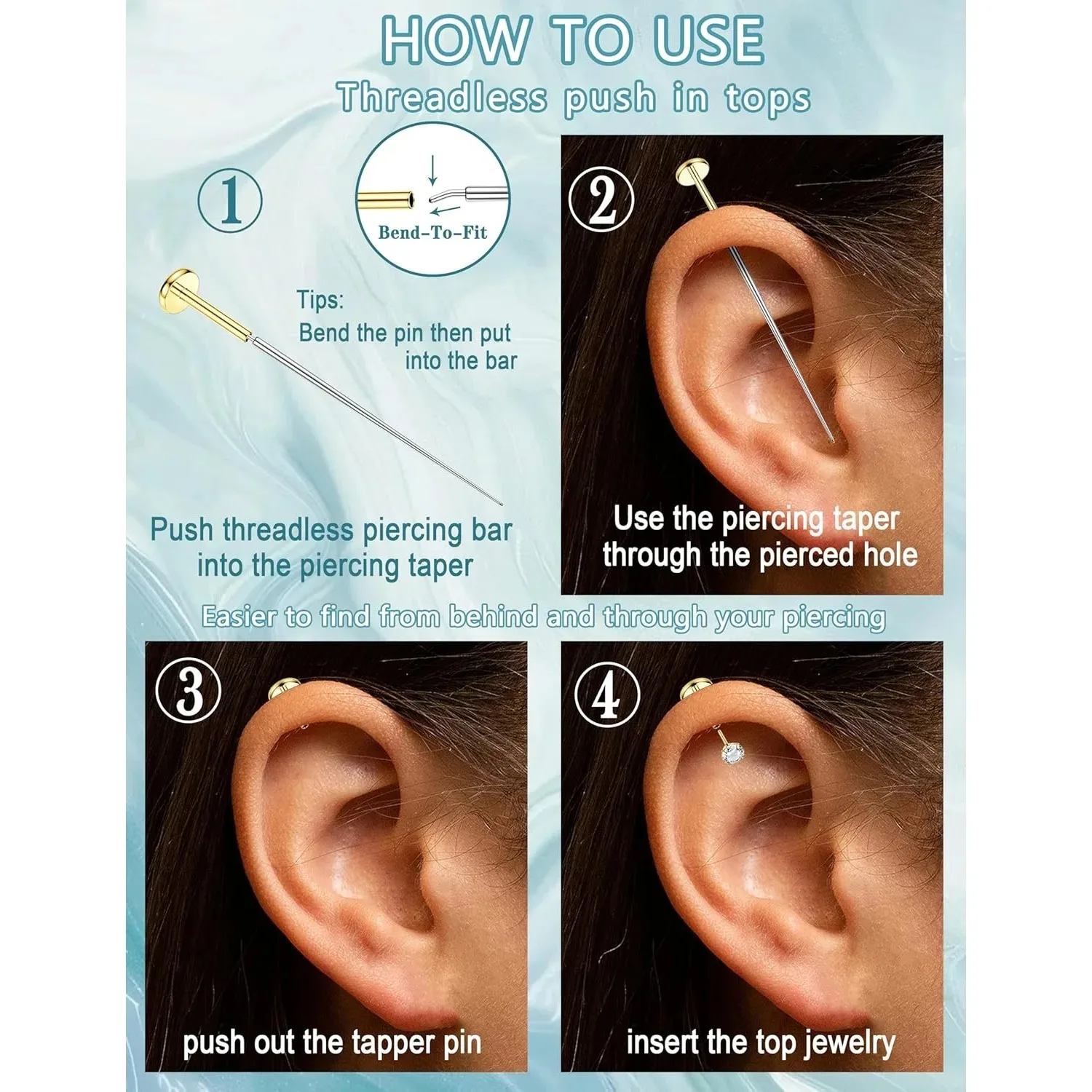 Drperfect 14K Gold-plated Nose Rings Studs Hoops for Women Men Surgical Steel Earrings CZ Lip Cartilage Nostril Piercing Jewelry