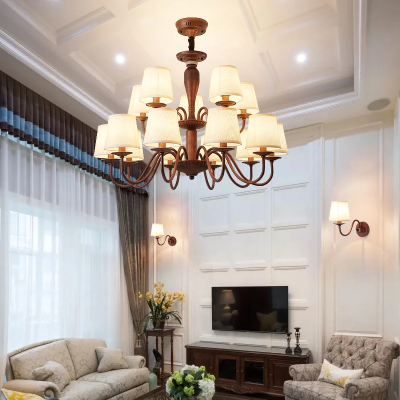 American Retro Style Chandelier For Living Room Grand Villa Lighting Fixtures  Vintage Style Lamps For Dining Room And Bedroom