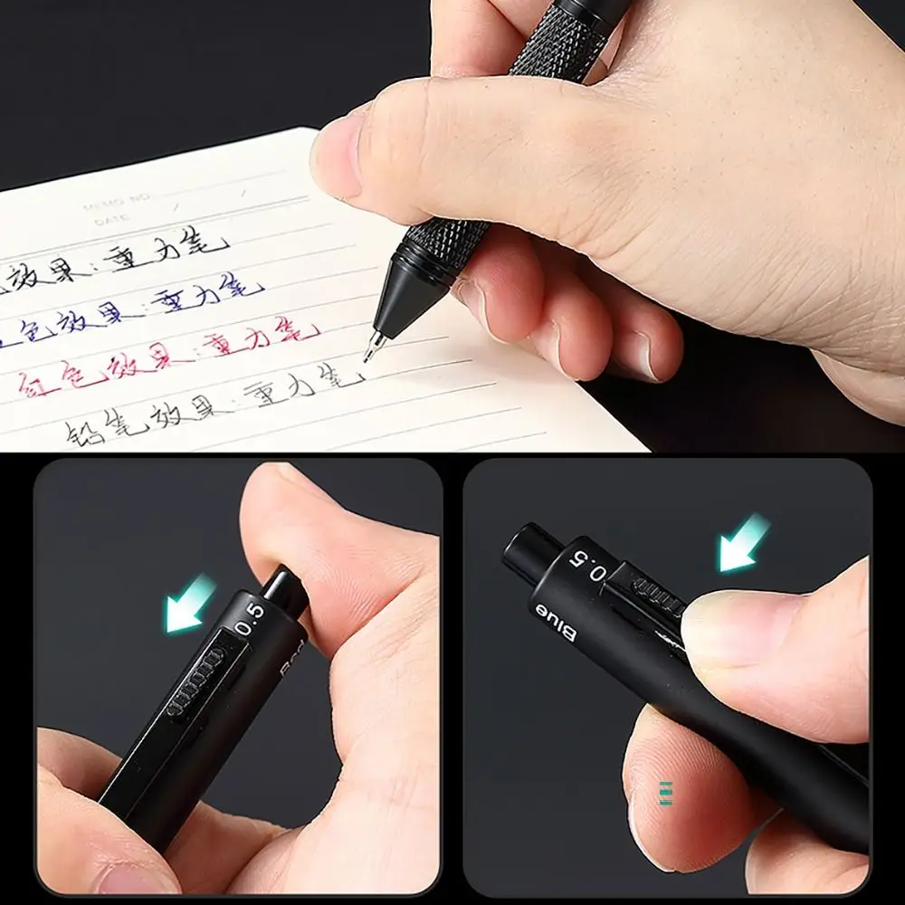 Simple Metal Multifunction Pen Press Type 0.5mm Mechanical Pencil Gravity Sensor Writing Pen School Office