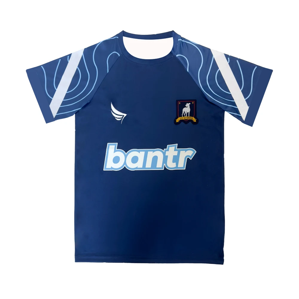 Kids AFC Soccer Kit,Ted Lasso Bantr Print Dark Blue Short Sleeve Football Jersey&Shorts,Boy Quick‑Dry Sport Training Uniform Set
