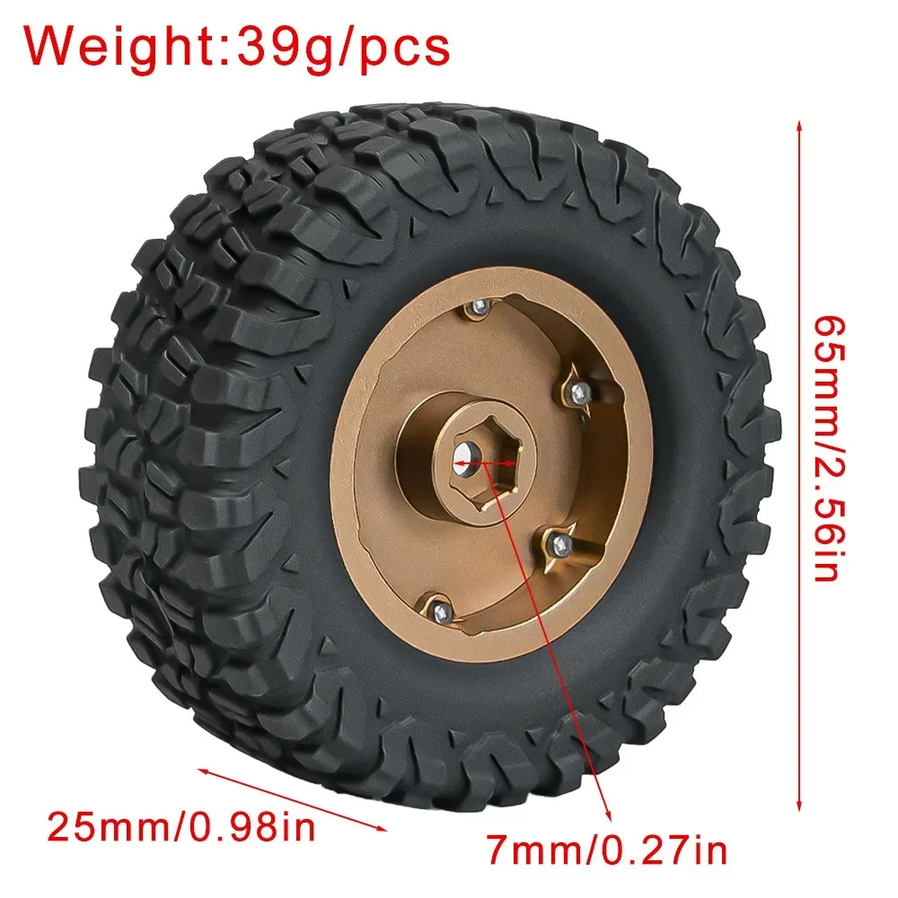

Aluminum Alloy 1.3 Inch Beadlock Wheel Rim Tire For 1/24 Fms24 Axial Scx24 1/18 Trxs Trx4m Trx4-m Rc Crawler Car Tire