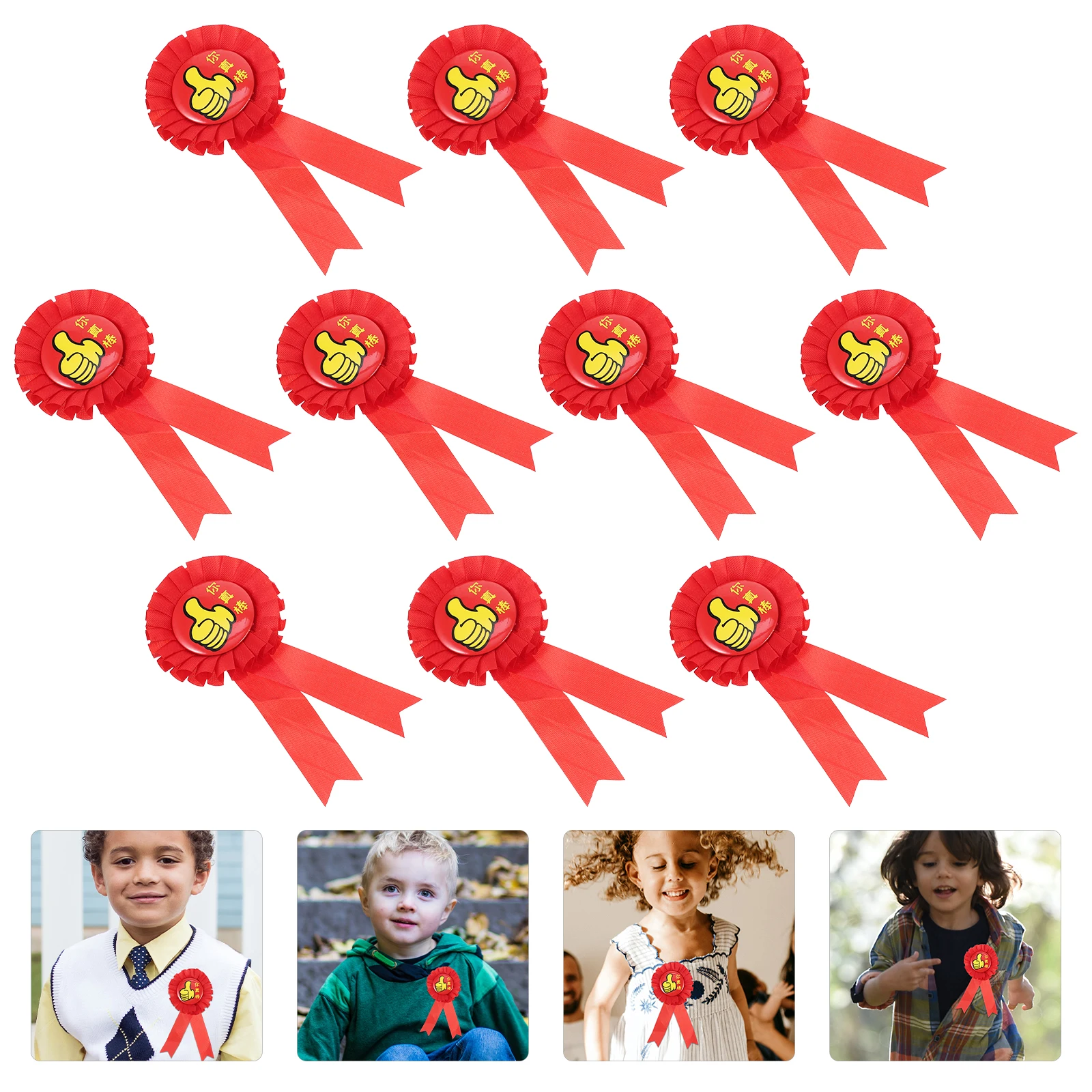 

10 Pcs Kid Gifts Little Red Flower Medal Kids Award Medals Badge Students Mini Awards Trophies Brooches Badges for